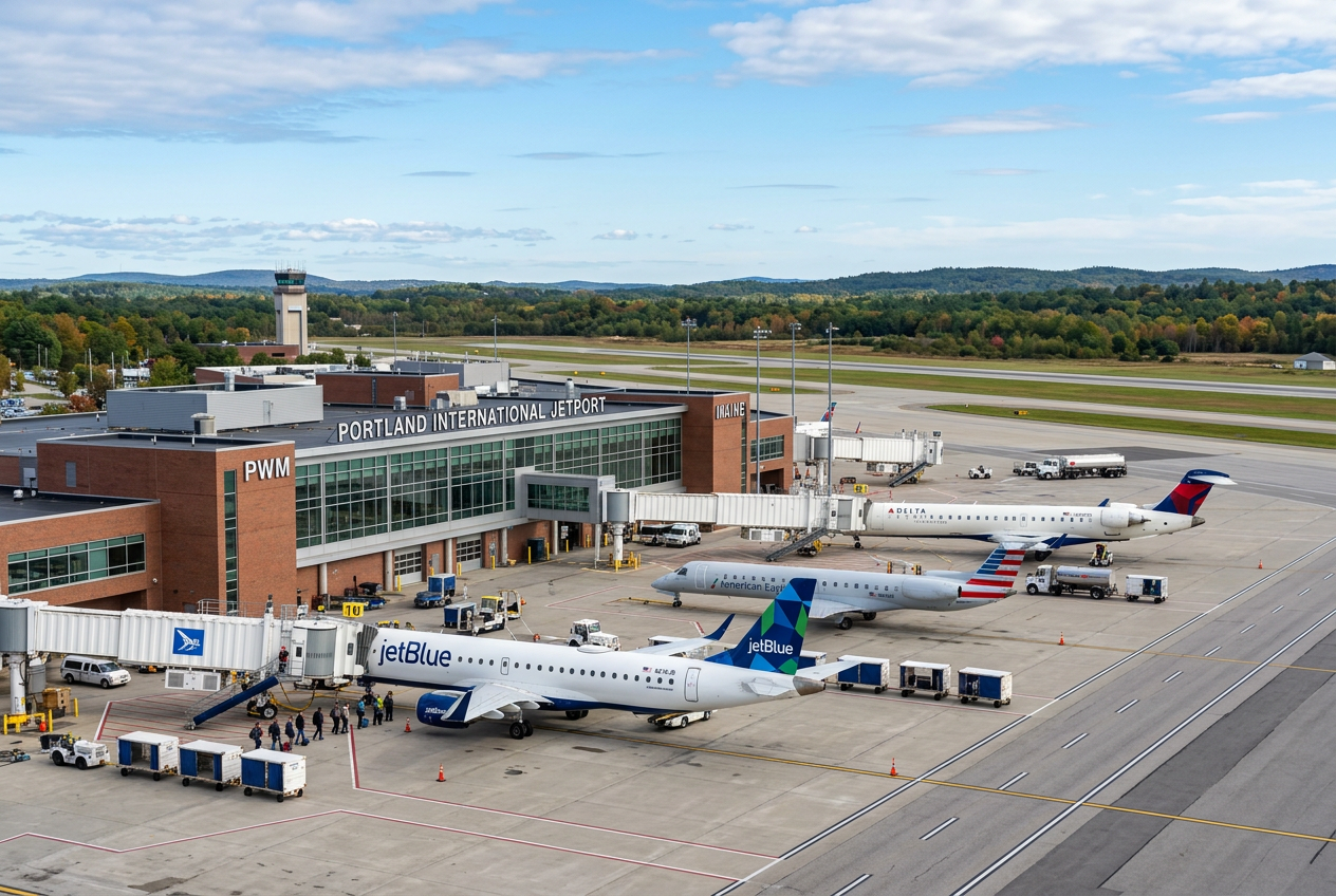 Portland International Jetport airport transfer from Burlington VT